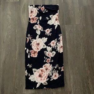 Strapless Floral Dress
